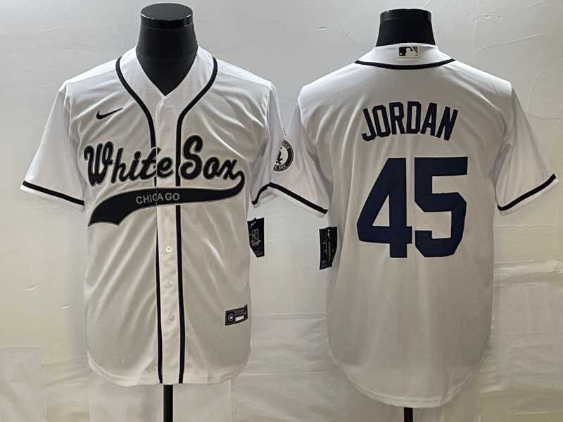 Men%27s Chicago White Sox #45 Michael Jordan White Cool Base Stitched Jersey
